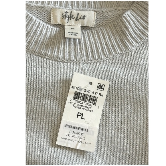Style & Co Petite Sweater PL Silver Heather NWT - Picture 6 of 7